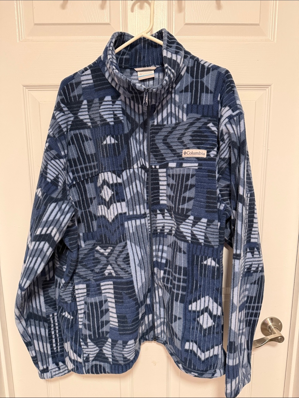 Columbia Men’s Blue Patterned Full‑Zip Fleece Jacket